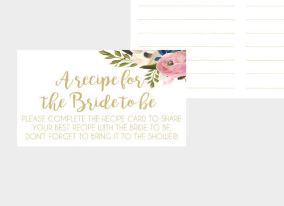 printable bridal shower recipe cards bridal shower recipes