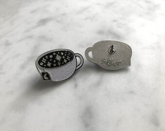 Space Odditea Glow-in-the-Dark Stars/Moon with Iridescent Glitter Hard Enamel Pin