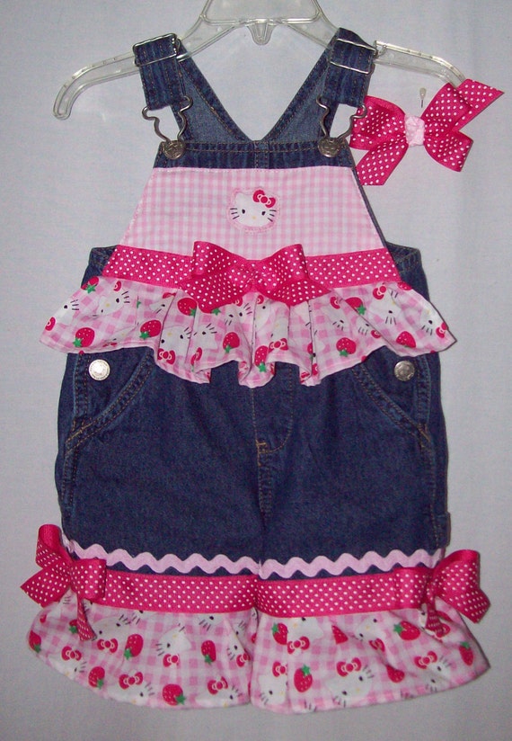 Custom boutique Hello Kitty overalls infant to size 5