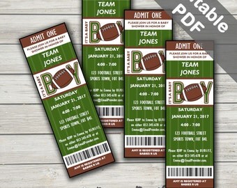 Football Baby Shower Invitations. Baby Boy Invites. Editable. Printable. Instant Download.