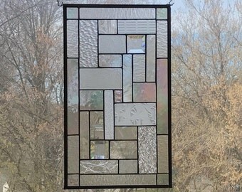 Clear Geometric Stained Glass Panel