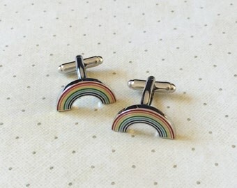 Rainbow Cufflinks Cuff Links in Silver