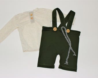 Baby Boy Romper, baby 1st birthday outfit boy, Grey baby shorts, Newborn Outfit, Baby Boy Shorts, Baby overalls, Baby Suspenders