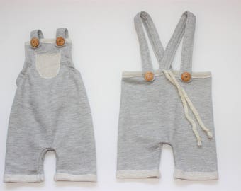 Baby Romper,Baby Boy Romper, Grey Baby Romper, Baby Boy Overalls, Baby Romper, Newborn Romper, Cake Smash outfit, Photography Romper