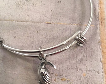 Zoo Animals bracelet, charm bracelet, Lion charm, Adjustable bangle bracelet, Giraffe bracelet, gift for her, Toucan, Monkey, Zoo Animals