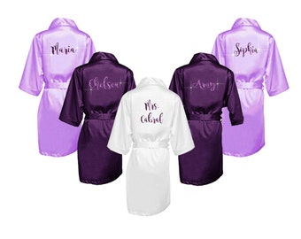 Silk Bridesmaid Robes Set of 6 - Silk Bridal Party Robes - Bridesmaid Wedding Gift - Silk Robe - Personalized Silk Robes