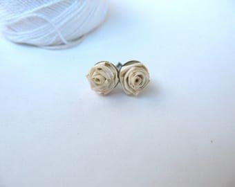 Rose flower quilling Stud Earrings, First Anniversary Gift for wife, Romantic gift for her, paper quilled jewelry, Unique gifts for women