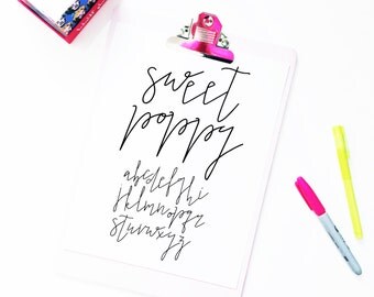 Letter Set INSTANT DOWNLOAD "Sweet Poppy Script" svg, script cut file, cursive font, font, handlettered font, brush font, script svg, dxf