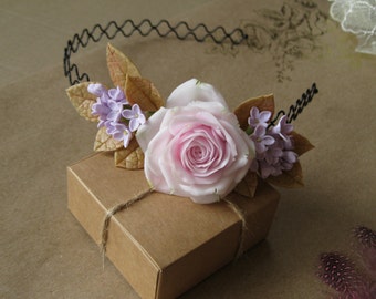 Blush Wedding flower crown Bridal headpiece Bohemian bridal headpiece Bridal tiara Wedding headpiece Wedding headband Bridal crown Rose