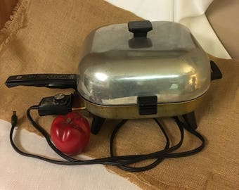 Sunbeam Electric Skillet, Vintage Sunbeam Skillet, Covered Cookware, Aluminum Cook Pan, Retro cookware, Kitchen