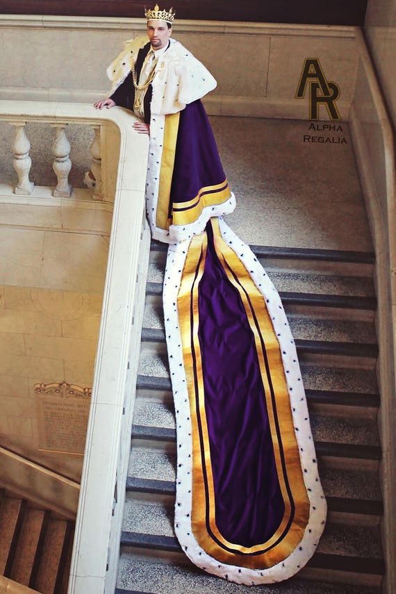 Purple Coronation Robe With Gold Trim and a Train Sovereign