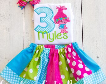 Troll birthday shirt, trolls birthday, trolls birthday outfit, poppy personalized birthday