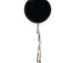 Gender Reveal Balloon with Tassel Garland / Black 36" Giant Confetti Balloons / Gender Reveal Party / Wedding Balloons / Black Tie Affair