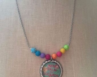 Keep Calm and LuLaRoe Whimsical Beaded LULAROE themed Necklace bottlecap Pendant