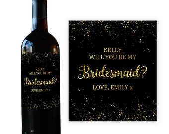 Bridesmaid Wine Bottle Label, Will You Be My Bridesmaid Gift Wine Label Maid of Honor Bridesmaid Proposal Asking Bridesmaid Label BM022