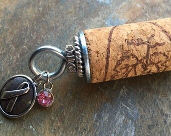 Wine Cork Keychain, Keyring, Repurposed Wine Cork, Charm Keychain, Wine Lover, Bling Keychain, Upcycled Wine Cork, Gifts for Her, Bling