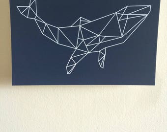 whale geometric drawing