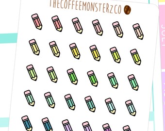 rainbow mini pencils - hand drawn planner stickers C027