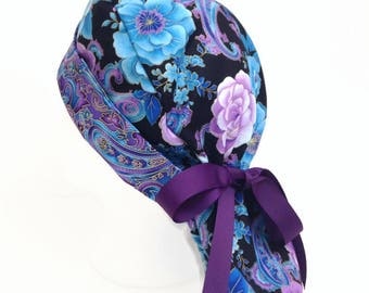 Petals Ponytail Scrub Hat, Scrub Cap, OR Hats, Scrub Hats for Women, ORHatsByBonita, Surgical Scrub Cap, Nurse OR Hat, Surgical Scrub Hats