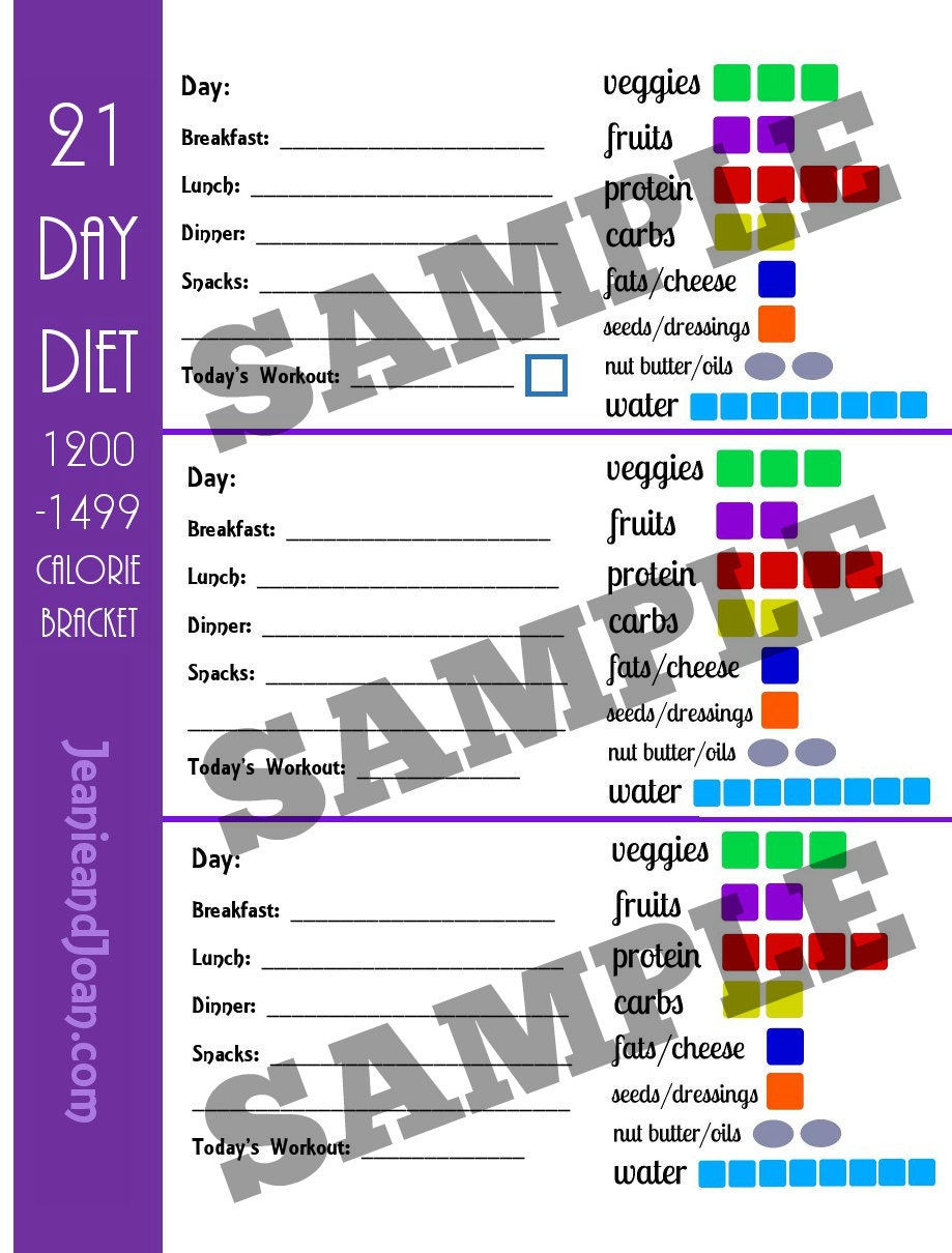 free 1200 calorie diet plan with portions size