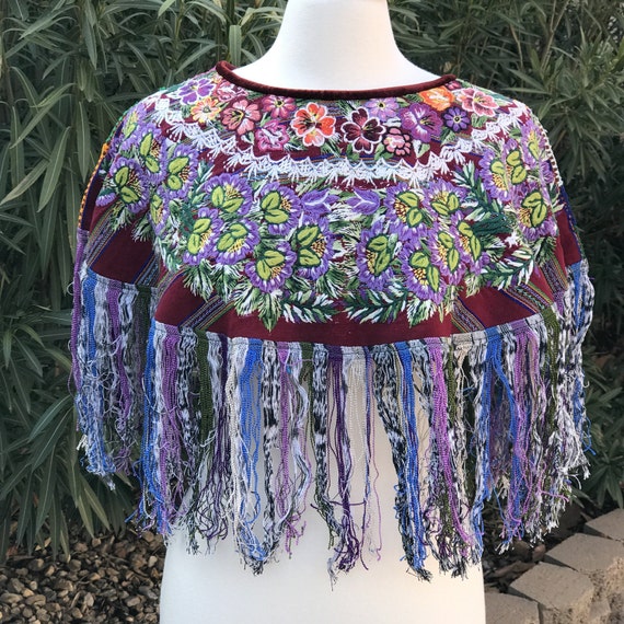 Mexican cape Hand embroidered short cape Artisan clothing