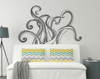Octopus Tentacles Wall Decal- Octopus Kraken Vinyl Wall Decal- Nautical Wall Decal- Ocean Wall Decals for Bedroom- Sea Animals Decals #36