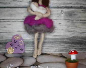 Wool Needle felt fairy mummy and her baby
