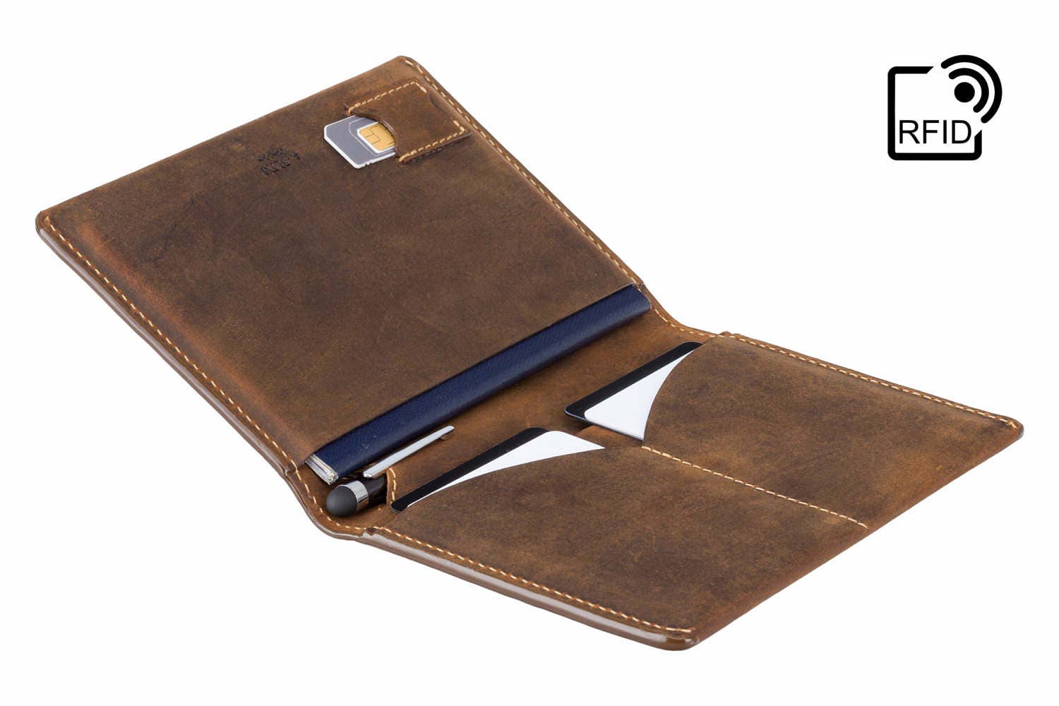 Leather passport holder rfid