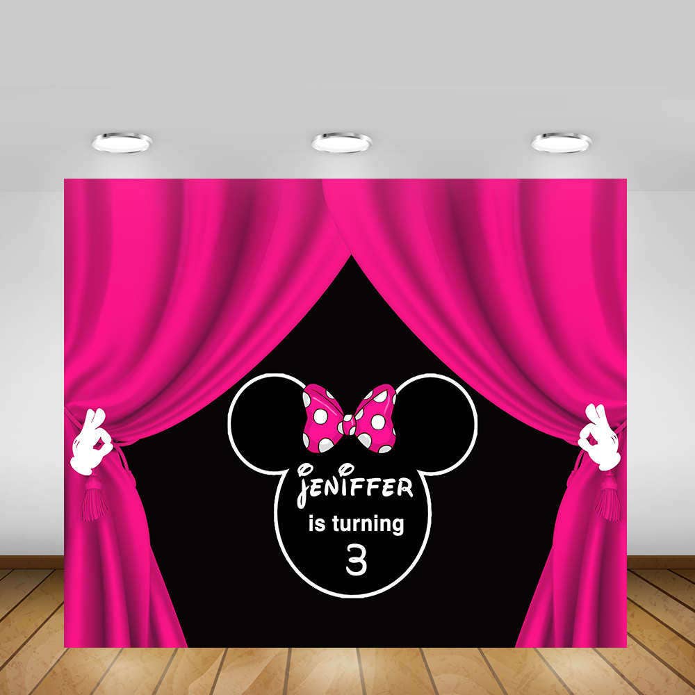 Printable Minnie Mouse Backdrop Pink Minnie Mouse Party 