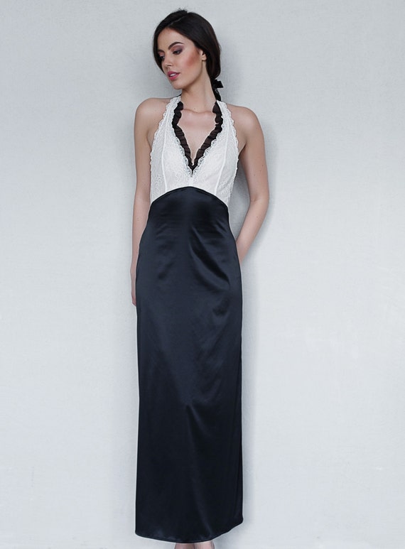black lingerie night gown