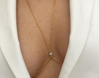 Swarovski elements body chain, chain harness, body jewellery,genuine swarovski, bridesmaids gift, gold body chain,body chain with rhinestone