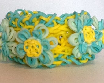 Rainbow Loom rubber band Dahlia flower Bracelet