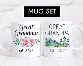 Great Grandparent Mugs, Pregnancy Reveal To Grandparents, Pregnancy Announcement, New Grandparents, Great Grandma, Great Grandpa