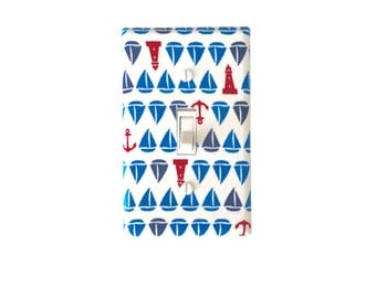 Nautical Switch Plate Cover- Nautical Nursery - Light Outlet Cover - Nursery Bedroom Wall Decor