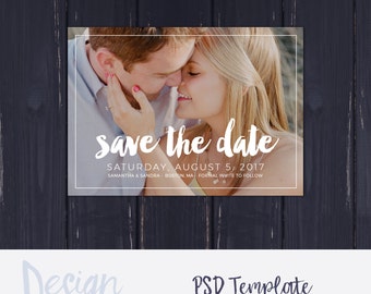 Save the Date Template for Photographers | Save the Date Card Announcement | Engagement Photography Template | Photoshop Templates