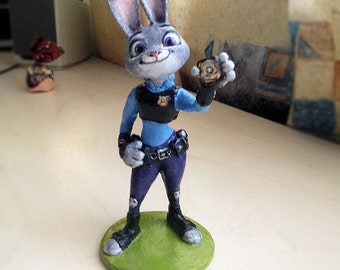Judy Hopps. Zootopia Figure, Disney, Nursery decor, Cake topper, Children's room decor. Baby Animal. Sculpture,Officer Hopps, 3D Decor. hare