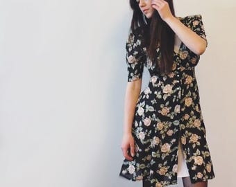 VINTAGE "CREME" Faux-Slip Floral Dress.