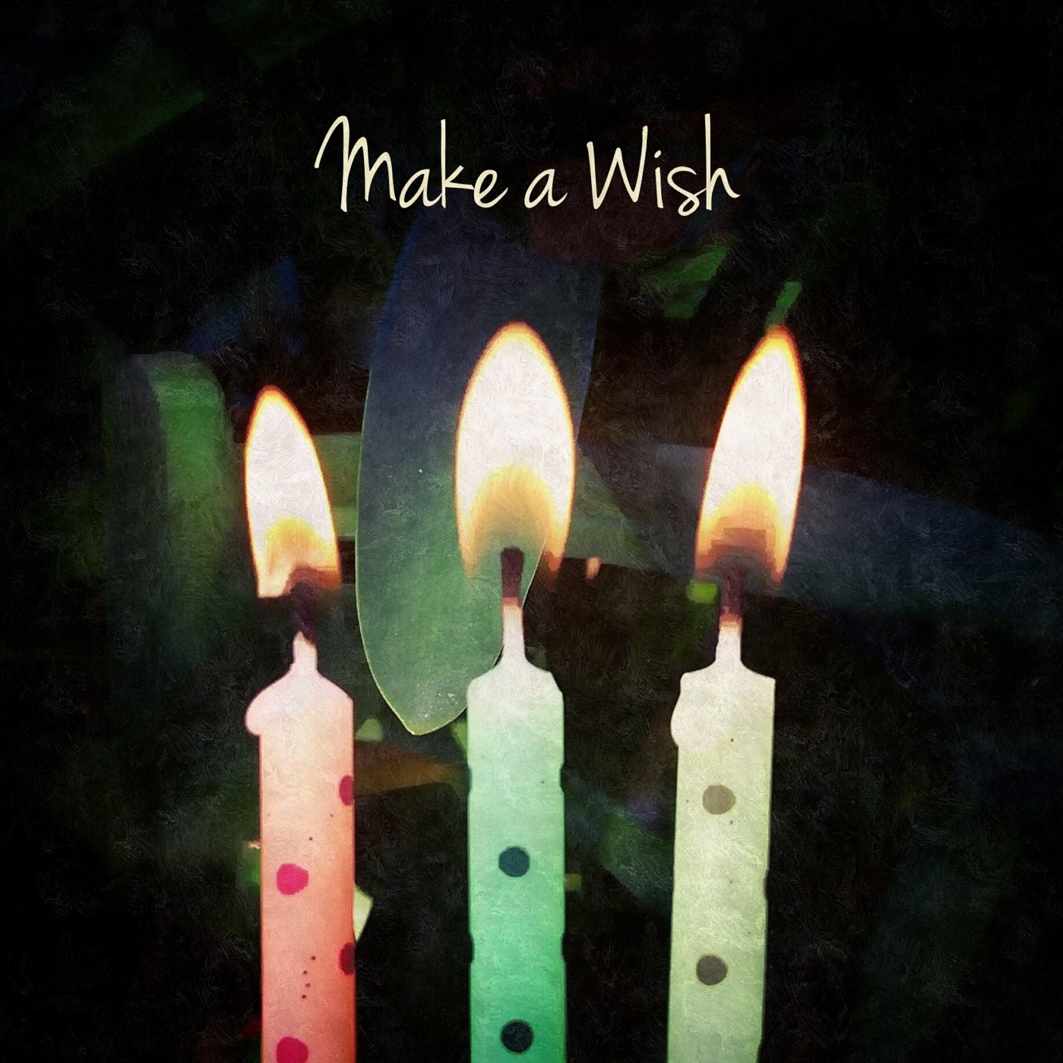 MAKE A WISH Birthday candle Handmade Card Blank Card