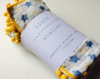 XXL tetra cloth swaddle blanket hydrofieldoek Muslin blanket pompon