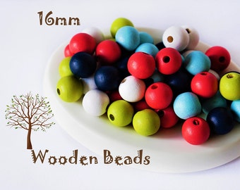 16mm Wooden Beads - Wooden Beads Pack - Random Beads - Wooden Beads - Rainbow
