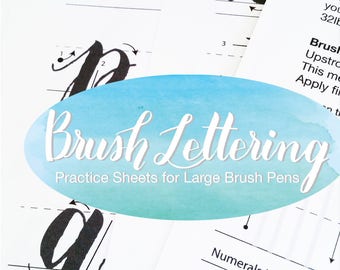 Brush Lettering Practice Sheets for Large Brush Pens, Hand lettering practice sheets, Modern Calligraphy practice sheets