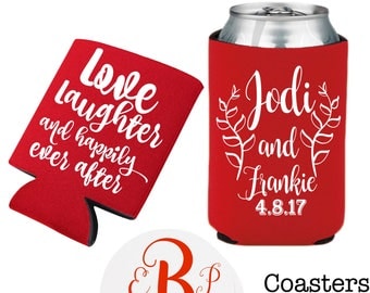 Custom Printable Can Cooler Design, Custom Napkins, Coasters, Wedding Invitations, Shot Glasses, Plastic Cups, Favor Tags, S'mores Kits
