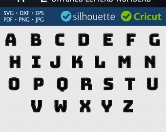 Stitched letters svg monogram font svg for Cricut cuttable Digital alphabet png pdf jpg eps dxf Silhouette downloads vinyl design Iron on