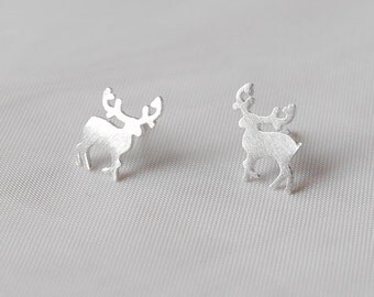 925 Silver ear studs deer reindeer Christmas