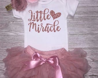 New Baby Girl Outfit | NICU Baby | IVF | Little Miracle | Premature Miracle | March of Dimes | NICU Graduate | Premature | Baby Shower Gift