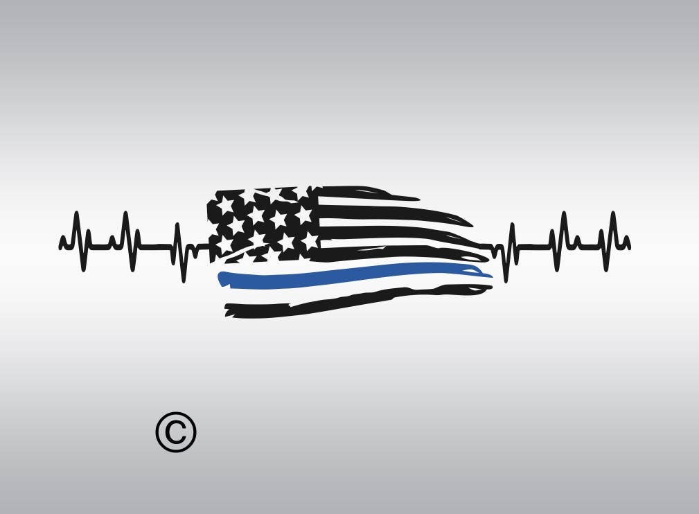 Download Heartbeat flag thin blue line SVG Clipart Cut Files ...