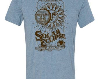 Southern Illinois, Solar Eclipse, t-shirt, Vintage Sun, Moon, blue, Unisex, Crew neck, gift for him, gift for her, Carbondale, makanda