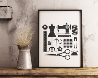 Instant download! Sewing Supplies Collage - Digital File