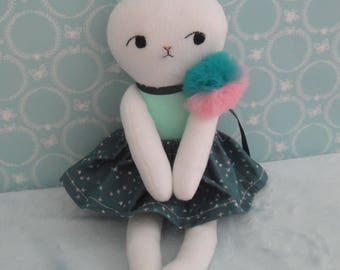 Handmade Doll , Cat Doll , Cat Plush, Rag Doll,Stuffed Cat,Plush Doll,Cloth Doll,Doll Fabric Cat, Cat Doll , Kitten Doll