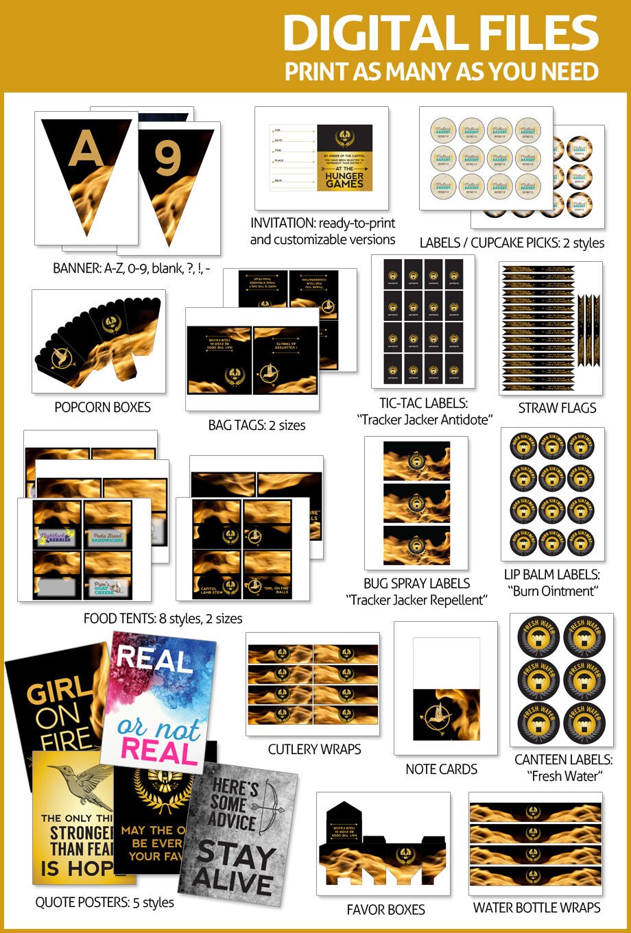 The Hunger Games Party Printables DIGITAL Customizable